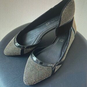 Aldo Black and Gold Studded Flats